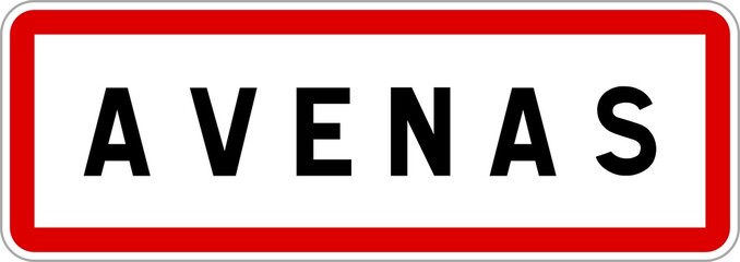 Panneau entrée ville agglomération Avenas / Town entrance sign Avenas