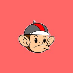 cute monkey head cartoon