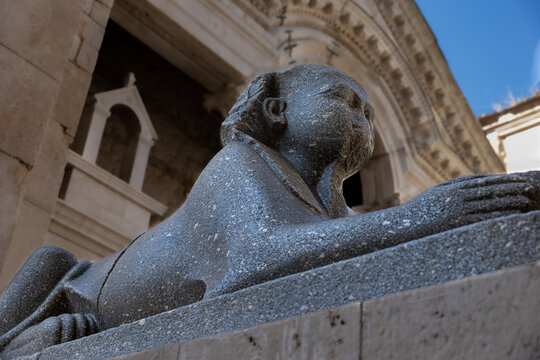 The sphinx in Peristil of Split, Croatia