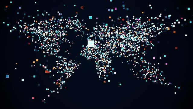 map of earth from dynamic elements, global abstract digital animation