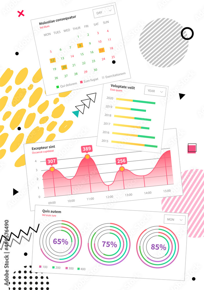 Poster infographic chart vector template. annual statistics curve graph design. market data diagrams. graph