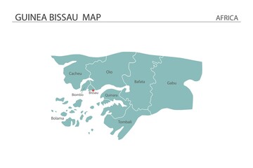 Obraz premium Guinea Bissau map vector illustration on white background. Map have all province and mark the capital city of Guinea Bissau.