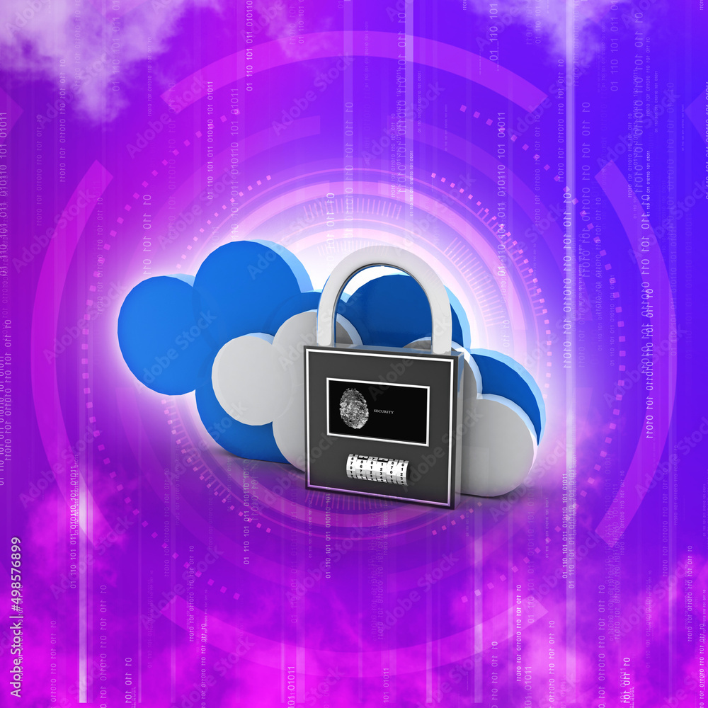Poster 3d rendering cloud computing, security