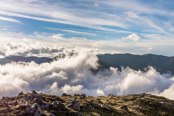 Beautiful clouds over the high mountains.