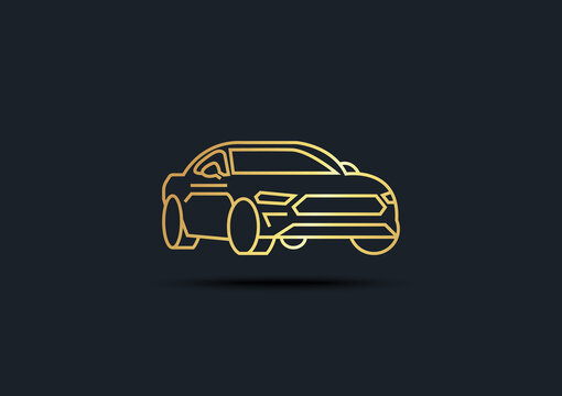 Abstract background of Gold color Car side view, transportation vector illustration