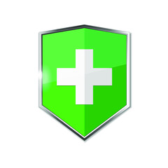 Medical health protection shield cross isolated on white background