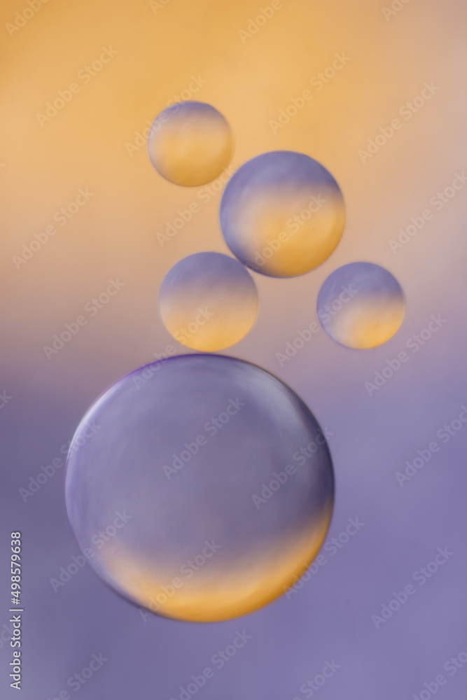 Poster abstract colorful bubbles floating on a colorful background