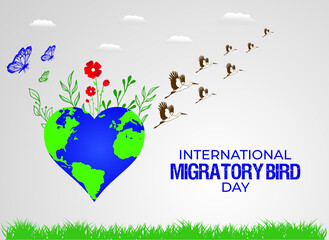 World Migratory Bird Day. Template for background, banner, card, poster. vector illustration.
