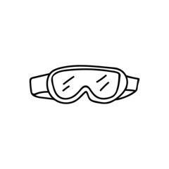 Ski goggles doodle illustration in vector. Hand drawn ski goggles icon in vector.