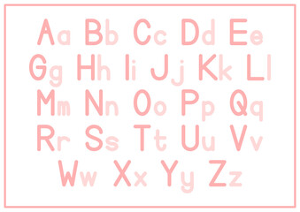 Children Learning Printable - Alphabet Poster Uppercase and Lowercase in Pink Color
