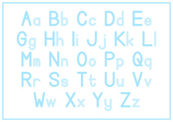 Children Learning Printable - Alphabet Poster Uppercase and Lowercase in Blue Color