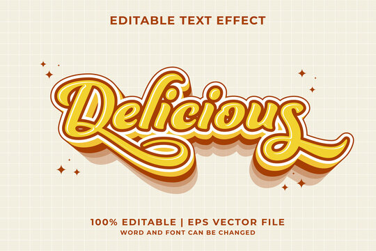 Editable text effect Delicious 3d Cartoon template style premium vector