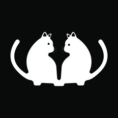 two white cats vector logo 