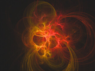 Abstract fractal art background, suggestive of fire flames and hot wave. Computer generated fractal illustration art sparkle fire theme.