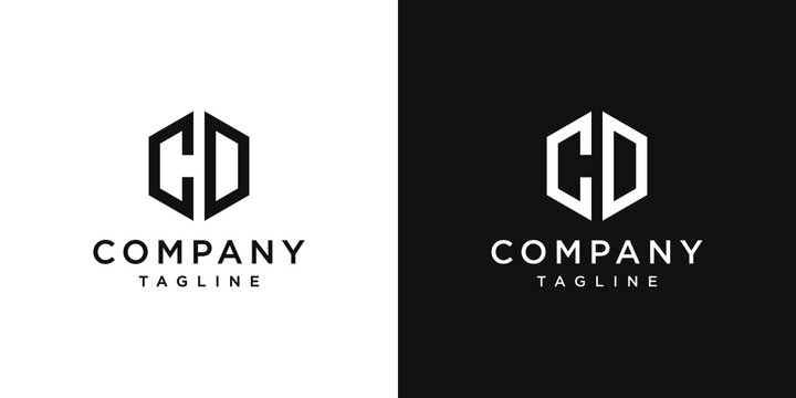 Creative Letter CD Monogram Logo Design Icon Template White and Black Background