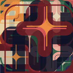 Abstract Vector Graphics Made With Generative Art Approach Using Geometric Shapes