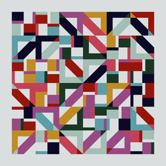 Bauhaus Inspired Graphic Pattern Artwork Made With Abstract Vector Geometric Shapes