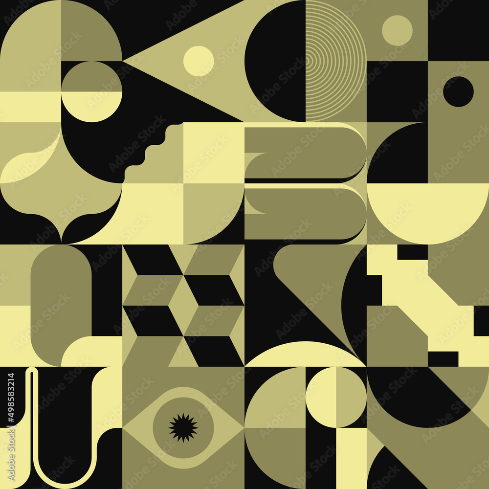 Poster monochrome color abstract vector pattern design made with random geometric shapes
