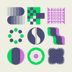 Logo Modernism Aesthetics Vector Abstract Shapes Collection Made With Minimalist Geometric Forms And Figures - 498583250