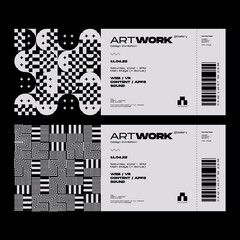 Modern Exhibition Ticket Template Design Made With Abstract Vector Geometric Shapes And Typographic Aesthetics - 498583273