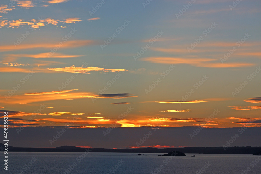 Poster sunset over newgale beach, wales