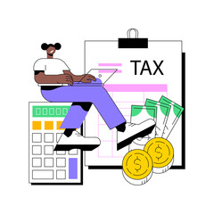 Filing taxes by yourself abstract concept vector illustration. Budget calculation, personal income, gather paperwork, e-file earnings statement documents, savings refund abstract metaphor.