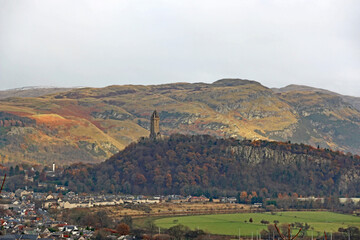 Wallace monument from Stirling Castle in Scotland
