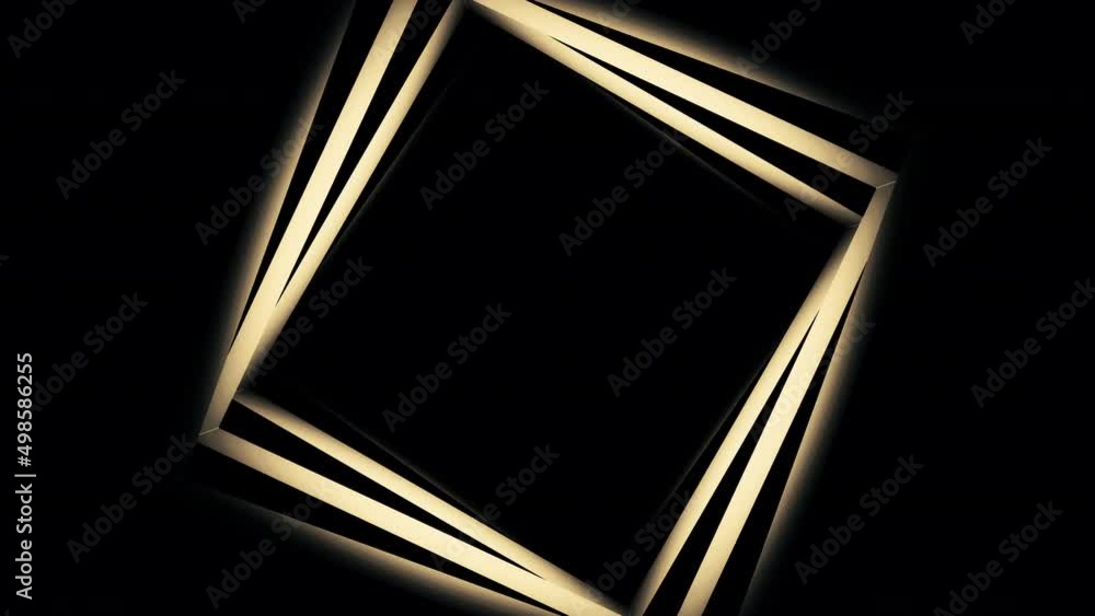 Poster golden squared tunnel with hypnotic lines creating endless motion effect. design. beige spinning and