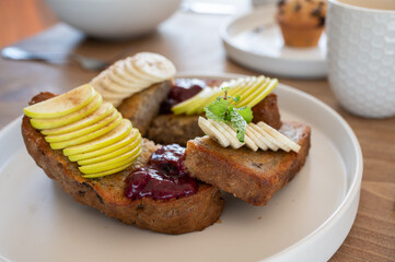 Healthy food selection, bowl of fruit salad with berry, orange, kiwi, apple,. avena, banana, breakfast