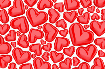 Obraz na płótnie Canvas Seamless pattern with red hearts. Valentine's day background. Red color heart shapes icon pattern love & romance themed on isolated background.