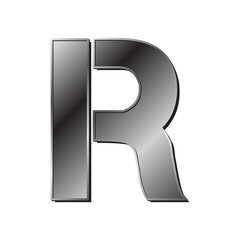 industrial, silver letter R