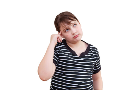 Studio Shot Of  Unhapy 12 Year Old Girl,  White Background