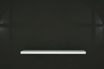 white shelf with window lighting 3d render, panoramic mock-up