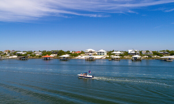 Distant View Of The Ole River And Ono Island At The Orange Beach, Alabama Gulf Coast, United States