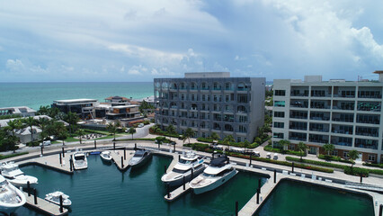 Scenic view of boats at the Albany Marina, the Bahamas, on a sunny day