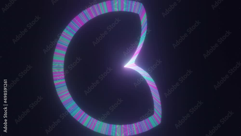 Poster abstract spinning and transforming ring in purple color spectrum. design. concept of music equalizer