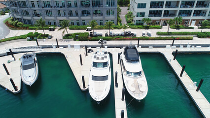 Scenic view of boats at the Albany Marina, the Bahamas, on a sunny day