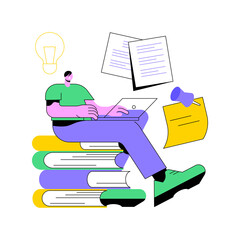 Copywriting abstract concept vector illustration. Commercial journalism, copywriting service, content generation, professional freelance writer, writing article, corporate text abstract metaphor.