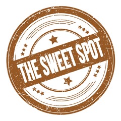 THE SWEET SPOT text on brown round grungy stamp.