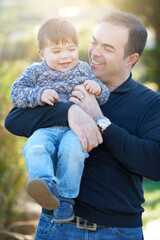 His happiness is what I care about the most. Cropped shot of a father bonding with his little boy outside.