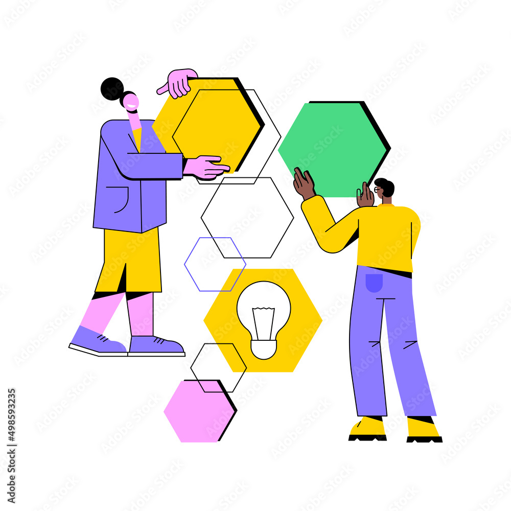Poster design structure matrix abstract concept vector illustration. project visual representation, system 