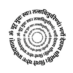 Lord Gayatri mantra round typography in Devanagari letters - obrazy, fototapety, plakaty