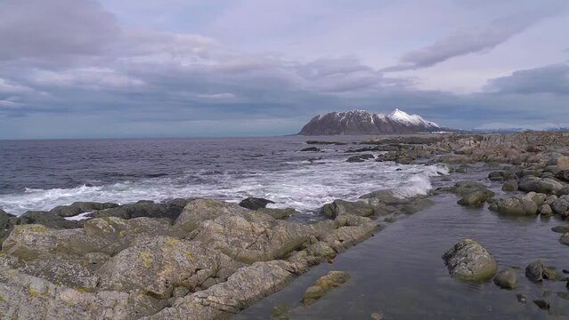 Rocky shoreline.  the Norwegian coast at Fl&radic;&prod; near Ulsteinvik