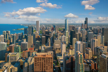 Chicago downtown skyline cityscape of  USA