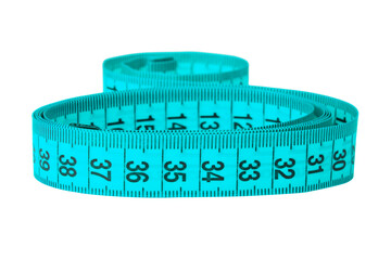 Spiral color tape measure isolated on the white background
