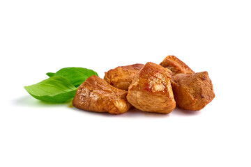 Hungarian goulash, pork stew, isolated on white background.