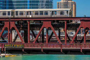 Chicago downtown skyline cityscape of  USA