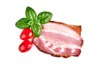 Smoked pork meat, isolated on white background. High resolution image.