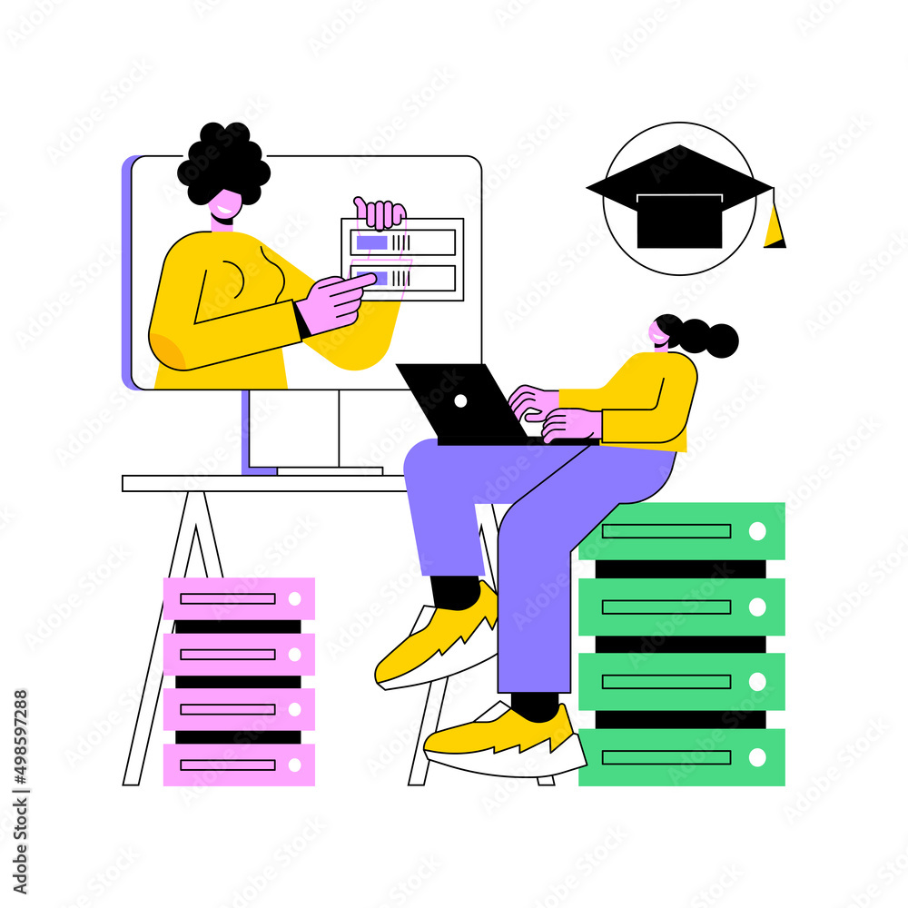 Poster online big data courses abstract concept vector illustration. big data course, online degree program