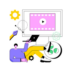 Motion graphic design abstract concept vector illustration. Motion design, postproduction studio, video production service, graphic designer work, online course, creative studies abstract metaphor.